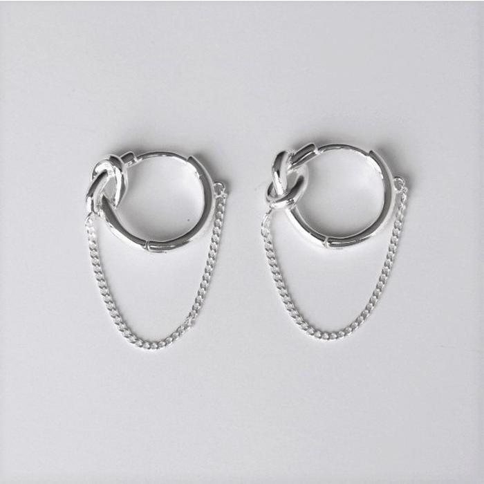 John SCC Silver925 Knot chain earring (6890477A)