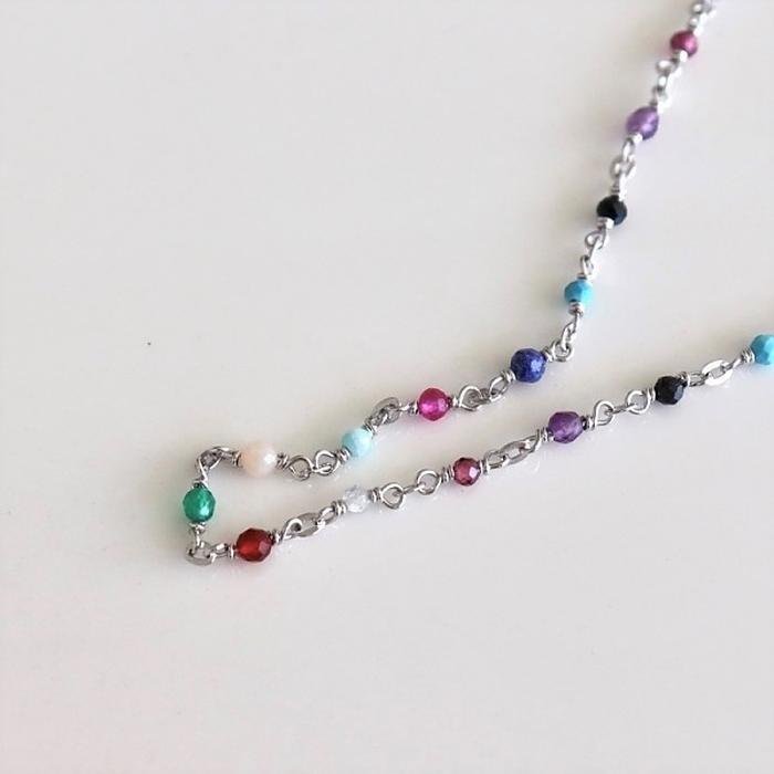John SCC Silver925 Colorful gemstone necklace (6978592A)