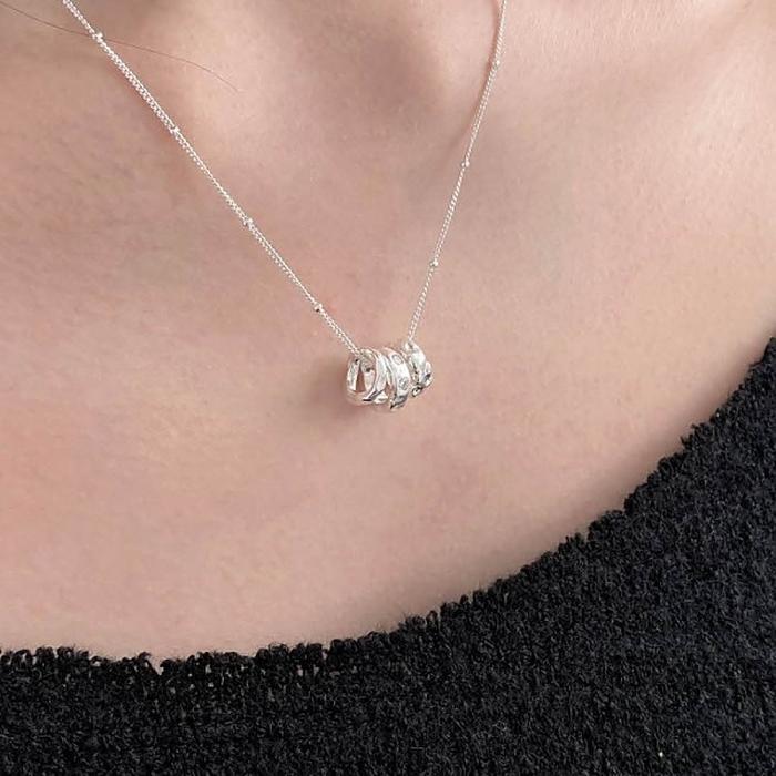John SCC Silver 925 Three Ring Necklace (7022307A)