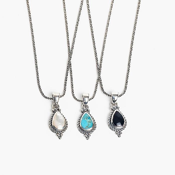 John SCC Silver Antique Gemstone Necklace (8399669A)