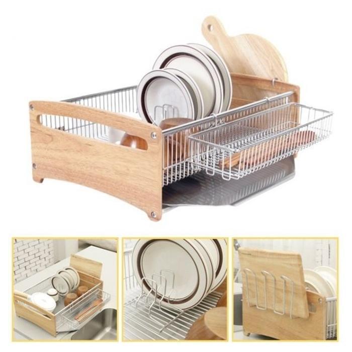 VW Corporation [JHQQ840S4B] Dish Drier-1 Shelf Wood Drain Board Handle (26465597A)
