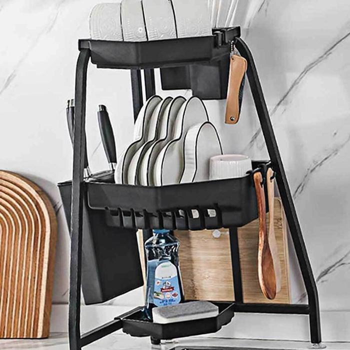 VW Corporation Corner Dish Drying Rack Storage Organizer (27059594A)