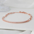 ViWy Corporation [JHQS8JMF4B] Rose Gold Chain Half Cubic Fashion Bangle (27070626A)