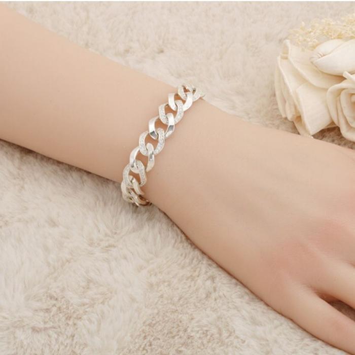 JHP6P28V51 Suit Fashion Silver Buddhist Bracelet (19cm)