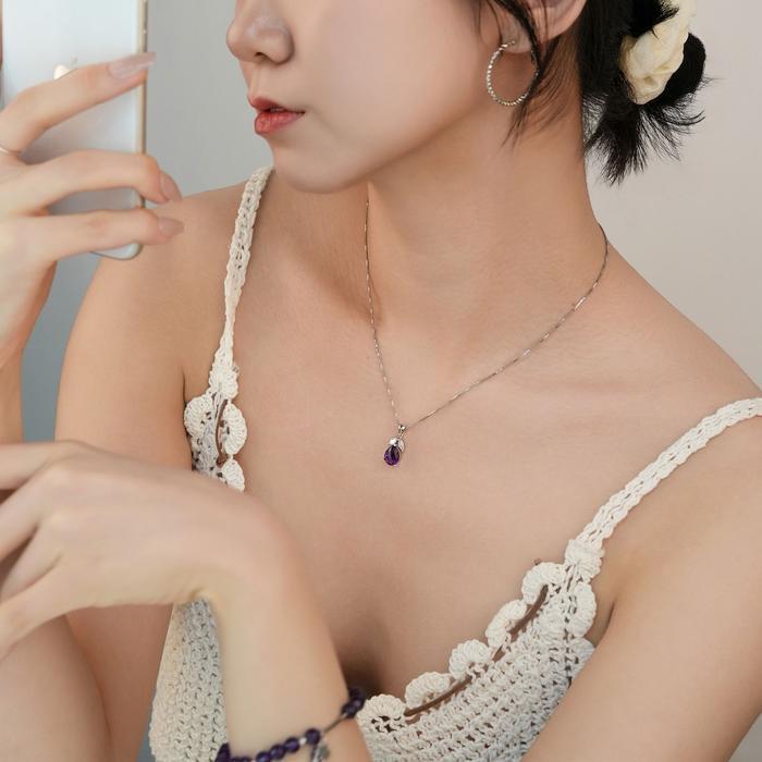 VW Stock Company [JHP429Q851IP] Silver 925 Birthstone Topaz Necklace NS066N (29659448A)