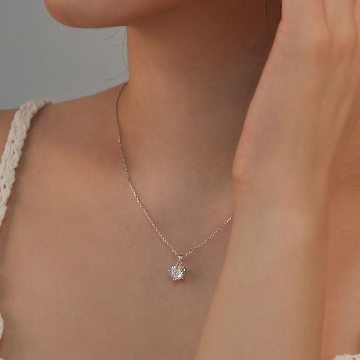 VW Stock Co. [JHP420TQ51IP] Silver 925 1 Carat 4 Prong Necklace SS402N (29660973A)
