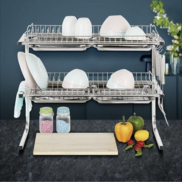 VW Stock Co. Ltd. JHP3899T51C5 Stainlees Bowl Double Sink Shelf Cup Mini Drying Rack 29682257A