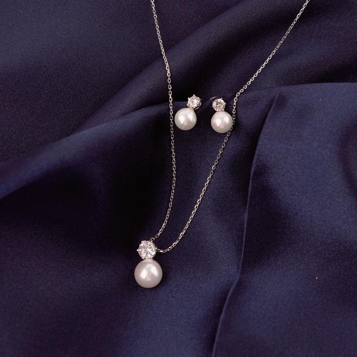 VW Stock Co. [JHP443TT51IP] Silver 925 Moissanite Diamond Fake Necklace Set (29686978A)
