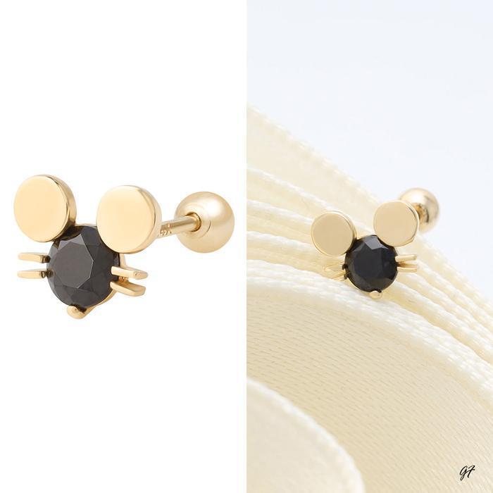 Miniature 14K Gold Cubic Life Mouse Mouse Gold Piercing
