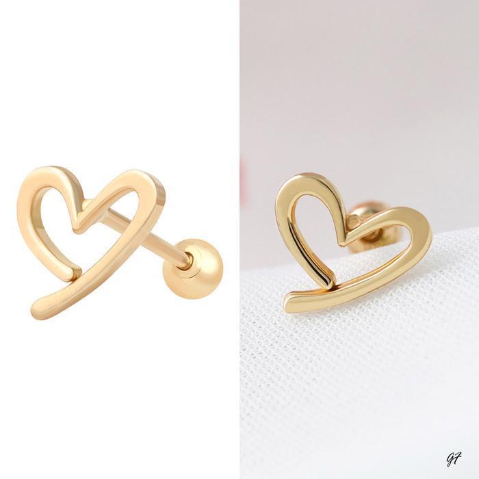 Mini Art 14K Gold Line Heart Gold Piercing (10830414A)