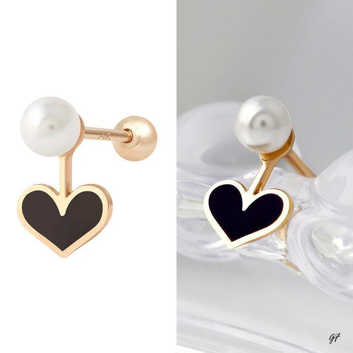 Miniature 14K Gold Pearl Heart Piercing (10830416A)