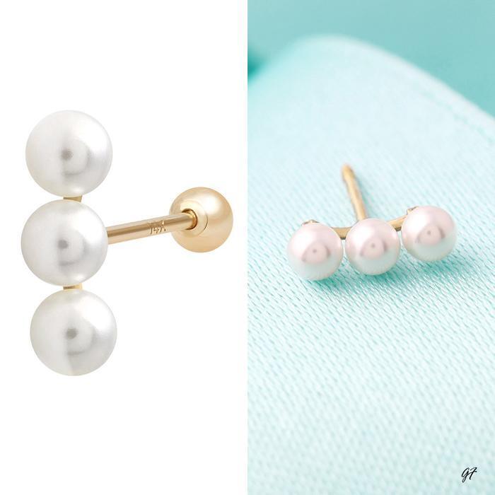 Miniature 14K Gold Pearl Bar Piercing (10830418A)