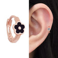 Miniature 14K Black Flower Ring Rose Gold Jewelry (10932432A)