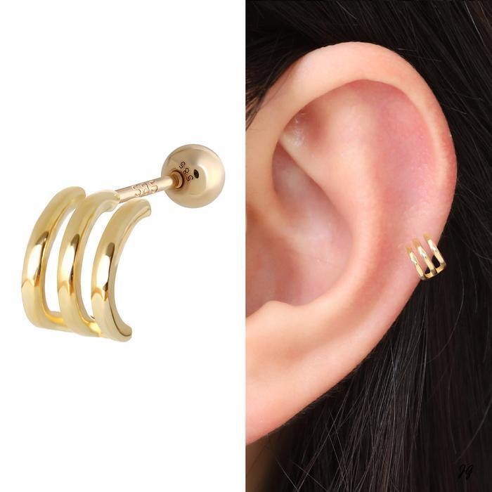 Miniare Triple Line Ring Gold Gold Piercing 10932455A