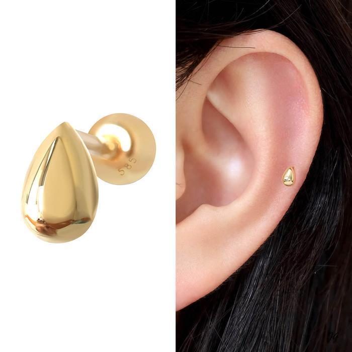Miniature 14K Volume Waterdrop Gold Gold Piercing 10932551A