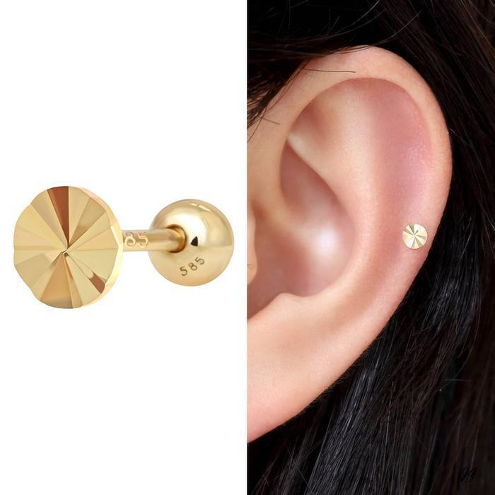 Miniature 14K Cutting Round Shape Gold Gold Piercing (10932553A)