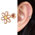 Miniature 14K White Flower Floral Rose Gold Gold Piercing 10932561A