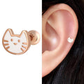 Miniature 14K White Cat Rosegold Gold Piercing
