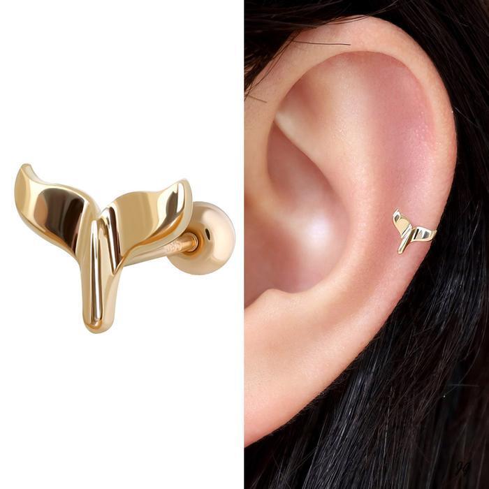 Miniature 14K Whale Tail Gold Gold Piercing 10932589A