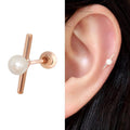 Miniature 14K Simple Pearl Stick Rose Gold Gold Piercing 10932592A
