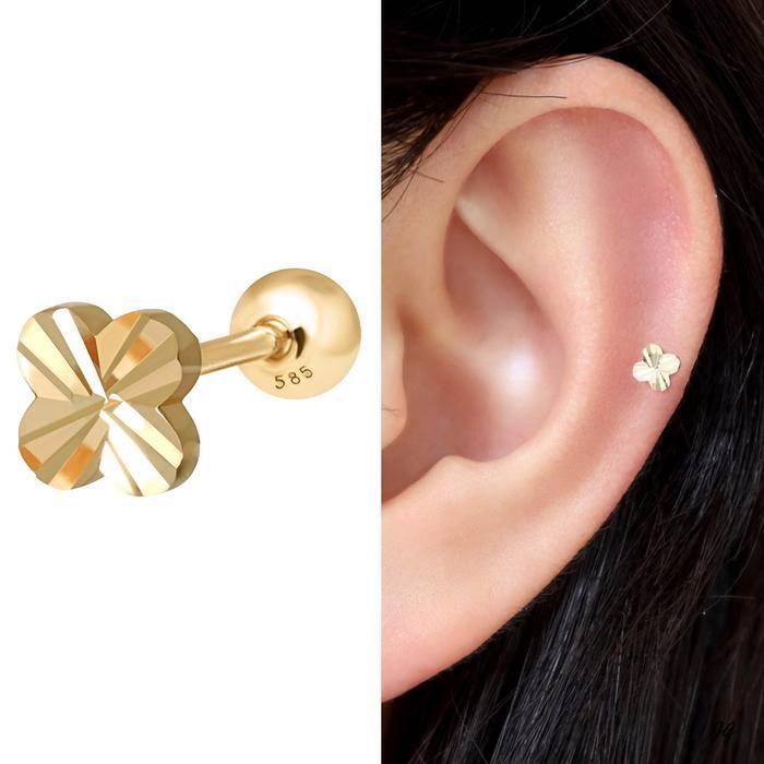 Miniature 14K Cut Four Leaf Clover Gold Piercing (11125441A)