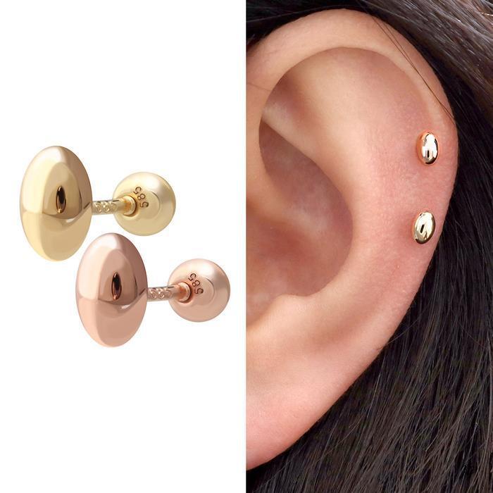 Miniaut 14K Bapful Oval Rose Gold Gold Piercing 17601585A