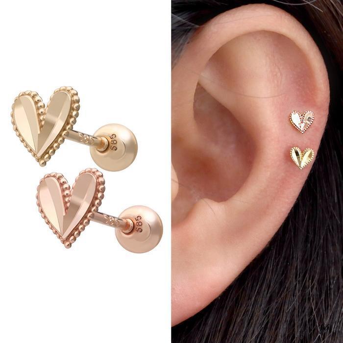 Miniaut 14K Heart Cutting Rose Gold Gold Piercing 17601588A