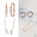 Miniature 14K Square Cubic Touch-On-Ear Earring and Necklace Set (17676451A)