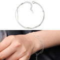 Miniature 92.5 Silver Two-line Rectangle Chain Bracelet (19038246A)
