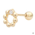 Miniature 14K Gold Cubic Round Ball Ring Petit Gold Piercing