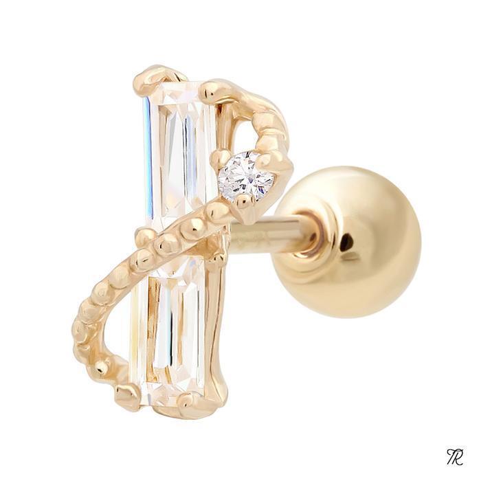 Miniature 14K Gold Cubic Stick Line Petit Gold Piercing (8538952A)