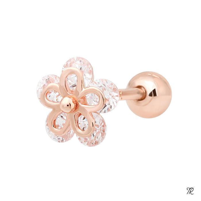 Miniature 14K Rose Gold Cubic Point Floral Petit Gold Piercing (8538955A)