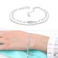 Miniature 92.5 Silver Cut Two-line Chain Daily Bracelet (8539018A)