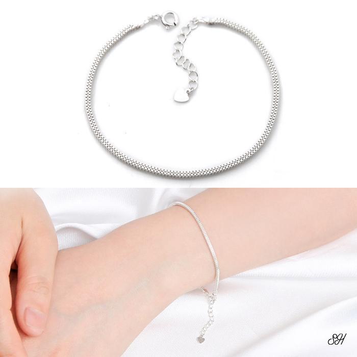 Miniature 92.5 Silver Box Chain Daily Bracelet (8539022A)