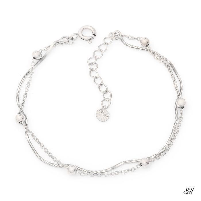Miniature 92.5 Silver Two-line Snake Chain Bracelet (8539085A)
