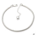Miniature 92.5 Silver Heart Snake Chain Bracelet (8539222A)