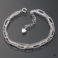 Miniature 92.5 Silver Link Earring Chain 3 Rows Bracelet (8539225A)