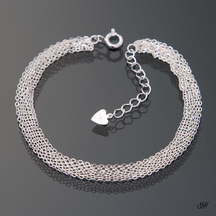 Miniature 92.5 Silver Sevenline Chain Bracelet (8539237A)