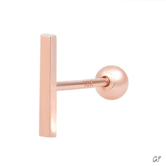 Mini Art Stick 14K Rose Gold Simple Gold Piercing (8539294A)