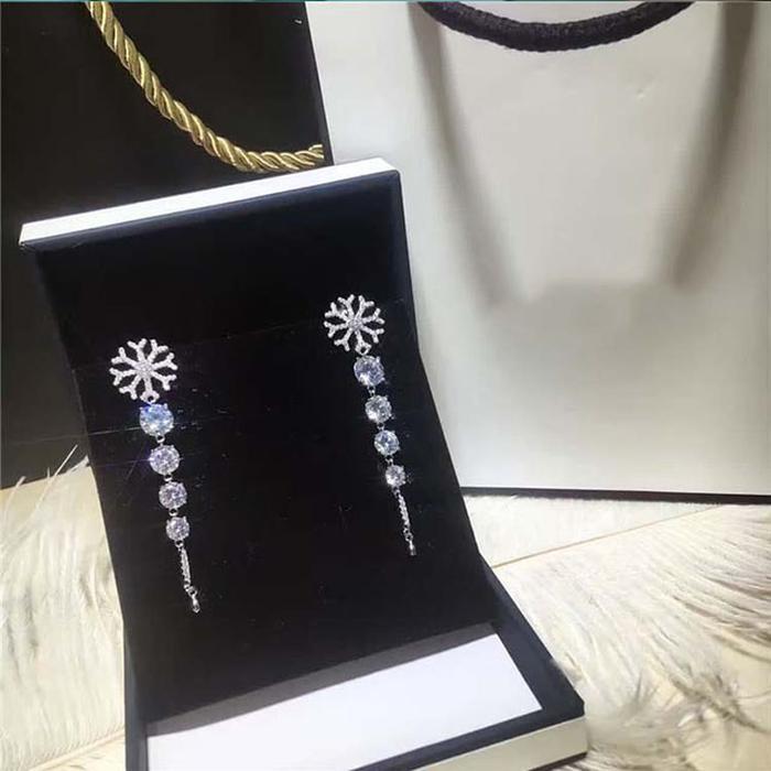 Mimi Designer Flower Cubic Long Drop Earrings ON (24918522A)