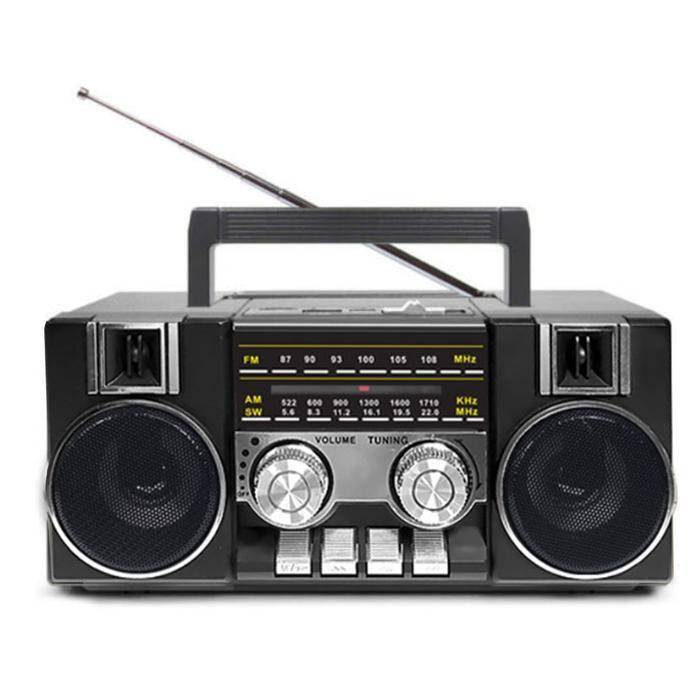 Daegyeong Distribution Covib55B Black Bluetooth MP3 Portable Radio Speaker Retro Type (43382855A)
