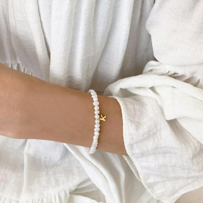 Raily (silver925) pearl initial bracelet (AZ) (15356976)