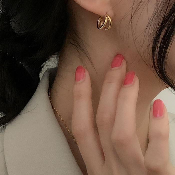 Raily (925 Silver) Two ring one touch earrings E 52 (16073184)
