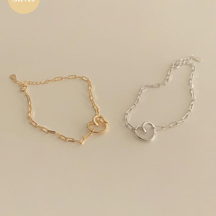 Raily Clothing Rly (925 Silver) Pretzels heart bracelet C 05