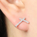 Riley Clothing Rly Women Silver X Cross Cubic Earrings Straight Ear Climbers (17782983)