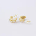 Raily Jewelry Double Earring Silver Cubic Gold Plated (17783785)