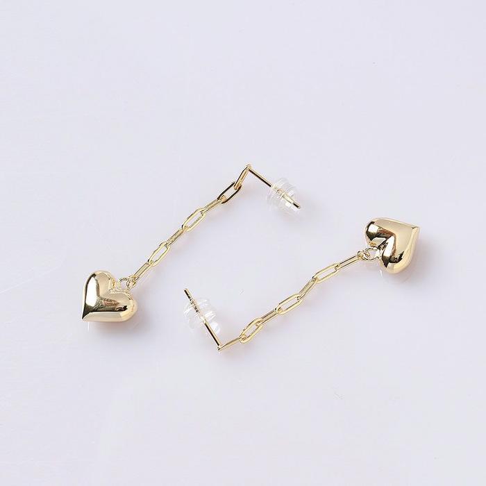 Raily Gold-Dipped Silver Heart Chain Earring (17783786)