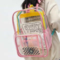 Peachy Pastel Transparent Vinyl Backpack Pink Transparent Bag High School Book (49585804)