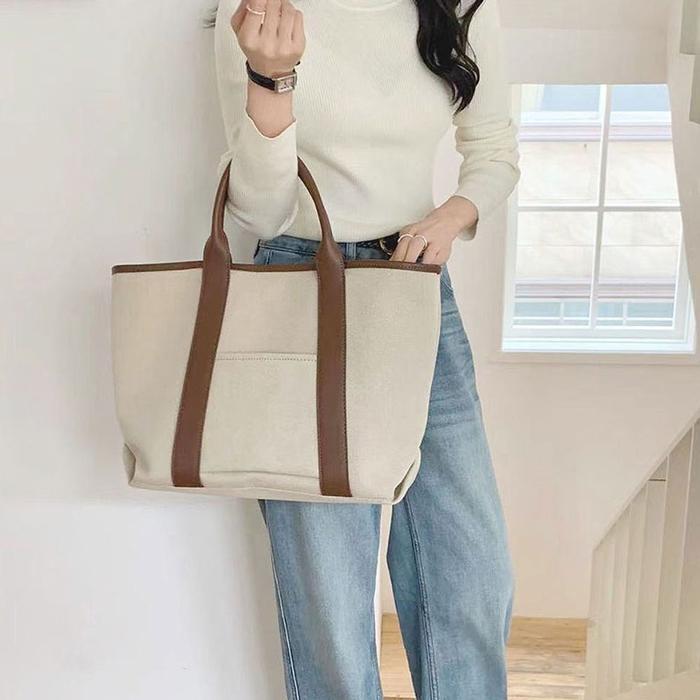 Raily Emty 22300 Canvas Large Capacity Tote Crossbody Bag (49586419)