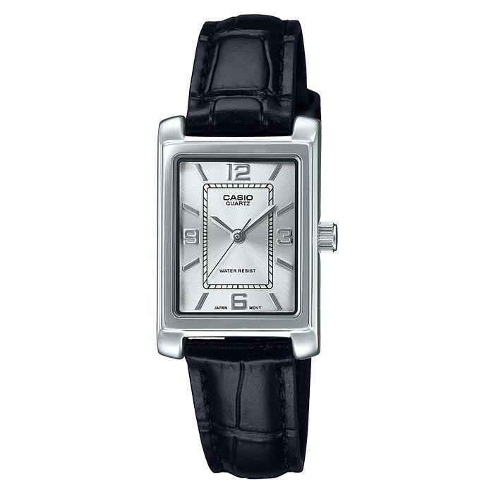 Casio women's black leather watch (LTP-1234LL-7A)